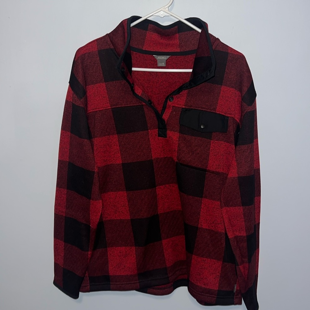 Eddie Bauer, Buffalo plaid pullover with pockets